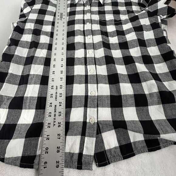 Maeve By Anthropologie Womens Black Buffalo Plaid Button-Up Shirt Medium Cotton - Picture 8 of 8